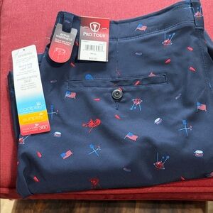 Pro Tour Navy Golf Shorts men’s size 34 with Patriotic Print 4th July